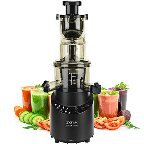 GRIDINLUX. Juice Nature. Prensadora en Frío, Exprimidor, Licuadora. Extractor de Zumos y Jugos, 8 programas, Fruta Entera, Fácil Limpieza, Silenciosa, Dieta Detox, Accesorios y Recetario