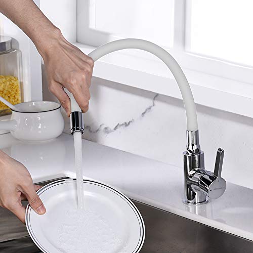 GRIFEMA Irismart - Grifo monomando cocina, mezclador de fregadero con caño flexible, Cromo