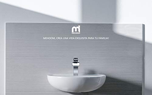 Grifo de Lavabo Baño, MEHOOM Grifo Cascada Monomando para Cuadrado Fregadero Cocina Mezclador, Válvula De Cerámica, Agua Fria y Caliente Disponible, Cromo-plateada Estilo de Moderno