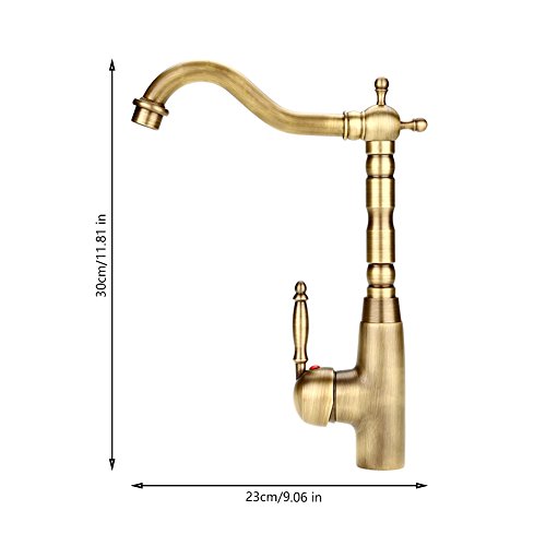 Grifo Mezclador De Tubería De Agua Fría Caliente Antiguo Retro Latón Sólido Mezclador De Grifo del Fregadero con Un Solo Orificio Una Manija Lavabo Cabeza para Baño De Cocina