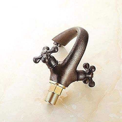 Grifos para grifería Grifo para lavamanos antiguo Grifo de latón con doble manija Grifo mezclador frío y caliente Grifos mezcladores de estilo industrial para lavabo del baño