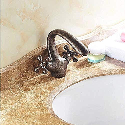 Grifos para grifería Grifo para lavamanos antiguo Grifo de latón con doble manija Grifo mezclador frío y caliente Grifos mezcladores de estilo industrial para lavabo del baño