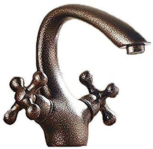 Grifos para grifería Grifo para lavamanos antiguo Grifo de latón con doble manija Grifo mezclador frío y caliente Grifos mezcladores de estilo industrial para lavabo del baño