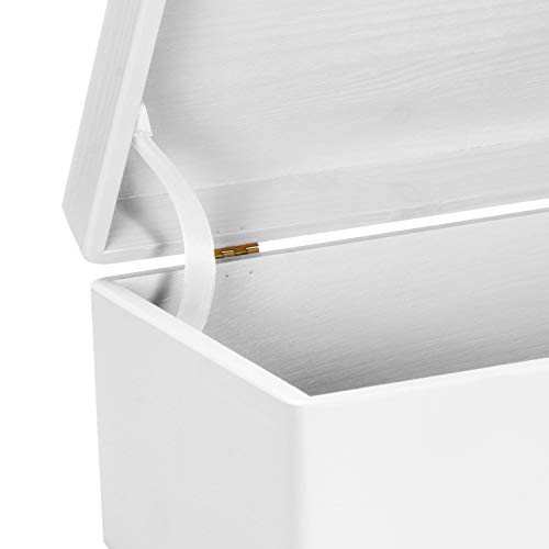 Grinscard Caja de Madera Universal con Tapa para Almacenamiento - Lacado Blanco Pino - Aproximadamente 30 x 20 x 14 cm - Certificado FSC