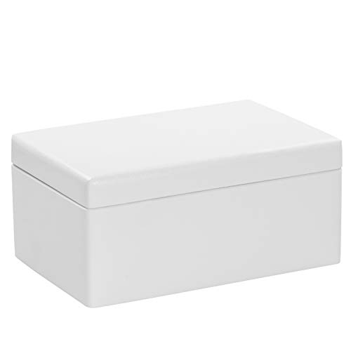 Grinscard Caja de Madera Universal con Tapa para Almacenamiento - Lacado Blanco Pino - Aproximadamente 30 x 20 x 14 cm - Certificado FSC