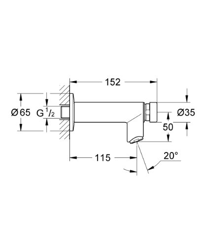 Grohe Euroeco Cosmopolitan - T Grifo mural de lavabo, temporizado (1/2") Ref. 36266000