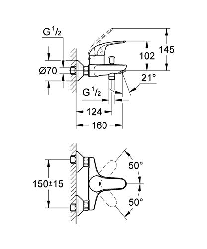 Grohe Euroeco - Grifo para baño y ducha 1/2" (Ref. 32743000)