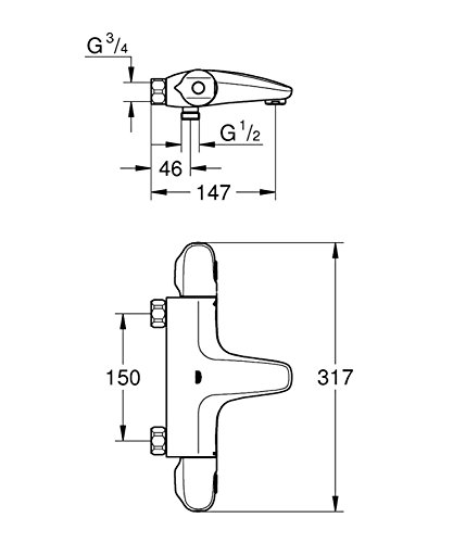 Grohe Grohtherm 1000 - termostato con salida de ducha de baño (Ref. 34156003)