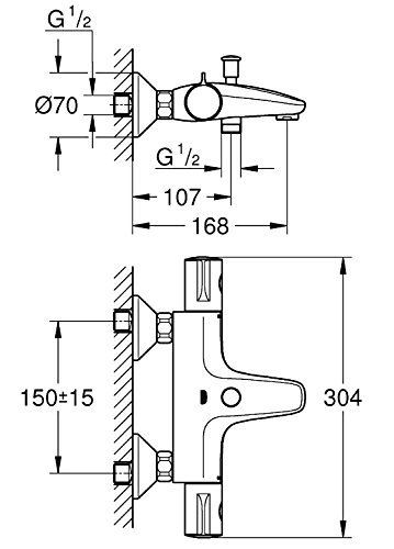 Grohe Grohtherm 800 - Termostato para baño y ducha, control de temperatura, inversor automático (Ref. 34567000)