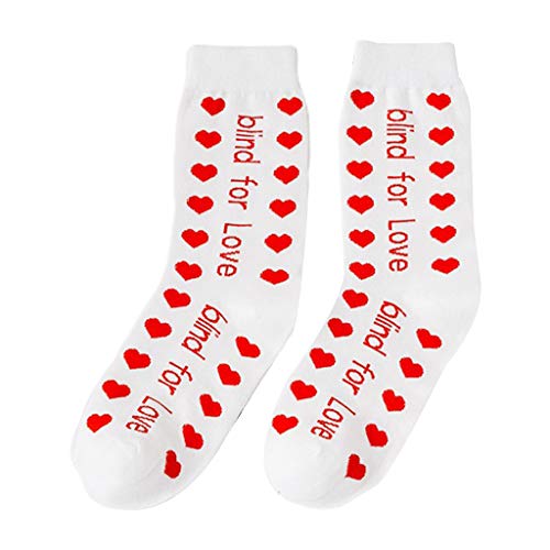 GROOMY Calcetines de algodón, Calcetines de algodón para Mujer, Calcetines de calcetería de Jacquard con Letras de Amor ciegas de corazón Lindo-5