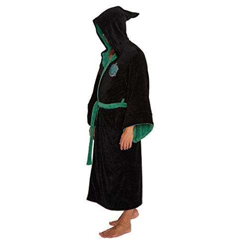 Groovy Slytherin Harry Potter - Albornoz con capucha, poliéster, color negro, talla única