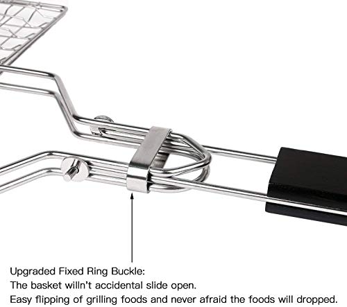 Grsafety2019 Canasta de asado, Parrilla Plegable para Parrilla de Barbacoa para Pescado asado, Verduras, Viene con 1 Pinzas de Cocina y Bolsa de Almacenamiento.32 x 22 cm