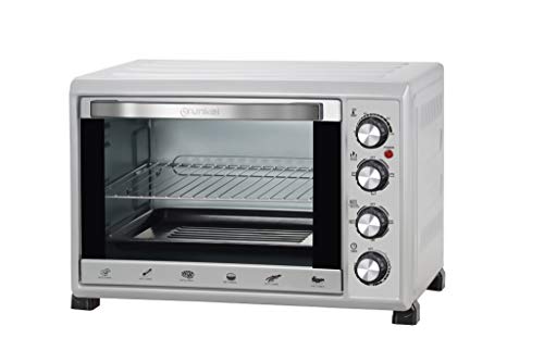 Grunkel - HR-38 SILVER - Horno eléctrico multifunción de sobremesa de 38l con 3 funciones de calor y selector de temperatura hasta 230ºC. Temporizador hasta 60 min - 2000W - Plateado