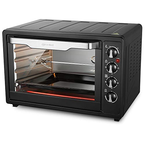 Grunkel - HR-63RMRUSTI - Horno eléctrico multifunción de sobremesa de 63l con 3 funciones de calor y selector de temperatura hasta 230ºC. Incluye rustidora y temporizador hasta 60 min - 2200W - Negro