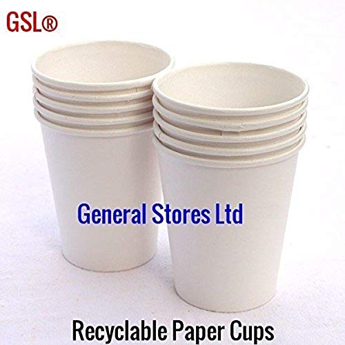 GSL - 50 vasos de papel blanco para enfriar agua, 200 ml, reciclables, biodegradables, desechables, para fiestas, barbacoas, interiores y exteriores, eventos