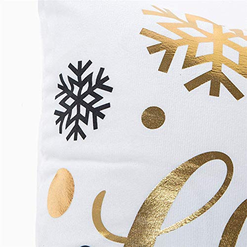 Gspirit 4 Pack Navidad Copo de Nieve Algodón Lino Throw Pillow Case Funda de Almohada para Cojín 45x45 cm