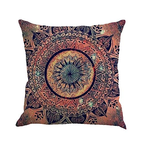 Gspirit 4 Pack Retro Mandala Bohemia Algodón Lino Throw Pillow Case Funda de Almohada para Cojín 45x45 cm