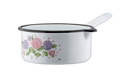 GSW Hortensie - Batería de cocina (7 piezas), Acero esmaltado, plástico, Blanco