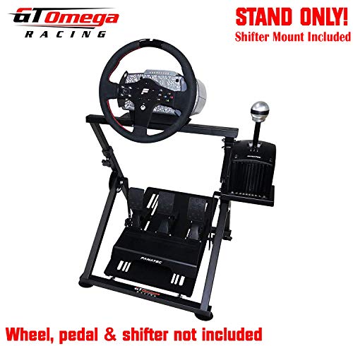 GT Omega APEX Soporte de Volante para Logitech Fanatec Clubsport Thrustmaster Rueda de Juego, Pedal y Montura de Palanca de Cambios, TX T500 T300 G29 G920, Plegable y Ajustable para consola de Juegos