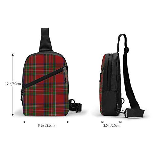 Guan_Collection Elegante Royal Stewart Tartan Paquete de Pecho Multiusos Crossbody Sling Mochila Bolsa de hombro al aire libre Viaje Senderismo Daypack Hombres y Mujeres Casual Sport Mochila