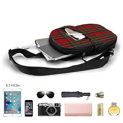 Guan_Collection Elegante Royal Stewart Tartan Paquete de Pecho Multiusos Crossbody Sling Mochila Bolsa de hombro al aire libre Viaje Senderismo Daypack Hombres y Mujeres Casual Sport Mochila