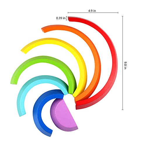 GuangFan Juguetes Educativos Apilador de Arcoiris de Madera Puzzle de Anidamiento Grande Jugar Bloques Bloques de Construcción para Niños Niño Niña