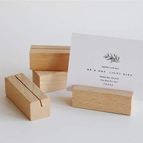 Guanici Soporte de Memo de Madera Natural Soportes Tocón Madera Abrazaderas de Soporte Mensaje de Escritorio Colocar titulares de tarjetas para mesa de boda Nombre Número Decoraciones 15 Piezas