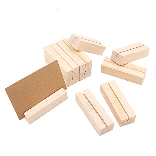 Guanici Soporte de Memo de Madera Natural Soportes Tocón Madera Abrazaderas de Soporte Mensaje de Escritorio Colocar titulares de tarjetas para mesa de boda Nombre Número Decoraciones 15 Piezas