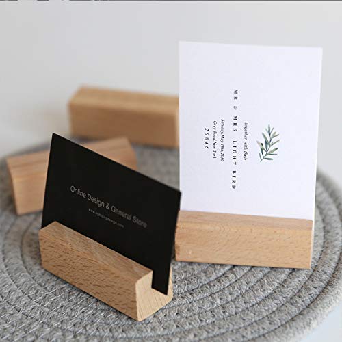 Guanici Soporte de Memo de Madera Natural Soportes Tocón Madera Abrazaderas de Soporte Mensaje de Escritorio Colocar titulares de tarjetas para mesa de boda Nombre Número Decoraciones 15 Piezas