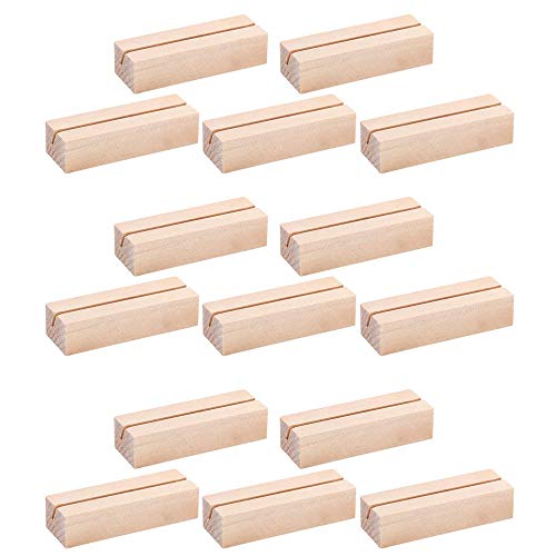 Guanici Soporte de Memo de Madera Natural Soportes Tocón Madera Abrazaderas de Soporte Mensaje de Escritorio Colocar titulares de tarjetas para mesa de boda Nombre Número Decoraciones 15 Piezas