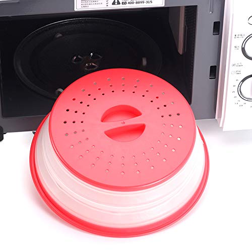 Guanici Tapa de microondas Cubierta de Placa de microondas de Silicona Plegable Protector contra Salpicaduras de Alimentos para Comidas de Barbacoa en Interiores al Aire Libre Frutas (Rojo)