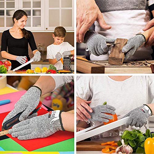 Guantes Anticorte para niños, Guantes de Cocina Seguridad Nivel 5 Protección, Guantes Resistentes a Cortes para Cocina, Exterior, Explorar (XS(8-12 años))