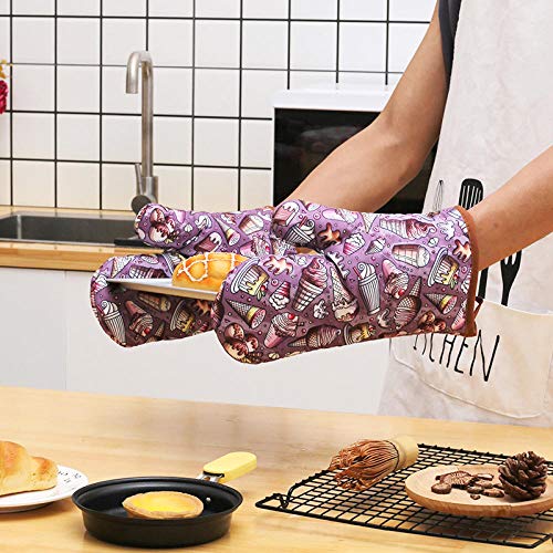 Guantes Barbacoaguantes Aislantes De Cocina Guantes para Hornear para Horno Guantes para Microondas Anti-Quemaduras De Alta Temperatura Guantes De Poliéster Guantes para Horno-Helado 1 Pcs