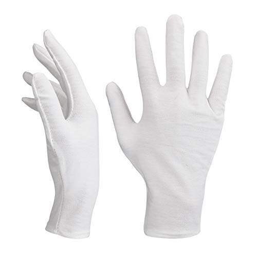 Guantes de Algodón Blanco,14 pares Guantes de Trabajo,Guantes Hidratantes de Algodon,Cómodo y Ttranspirable Guantes de Algodon para el Cuidado de la Piel, Inspección de Joyas, Buscar, Trabajo Diario