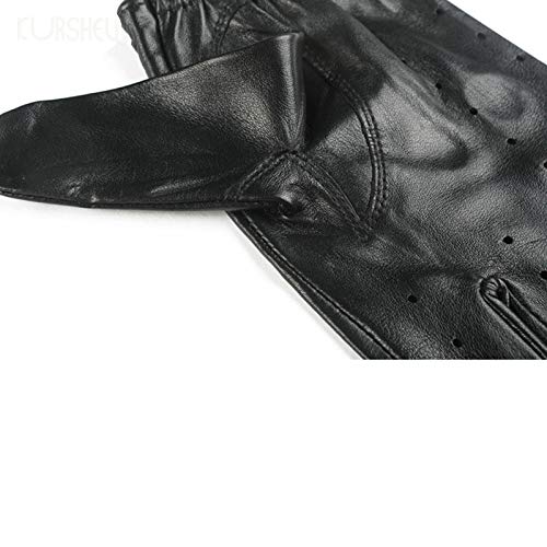 Guantes de Cuero para Hombre de Moda Real   Negro Marrón Agujeros Transpirables Guantes de conducción de Cuero de una Sola Capa Mitones Masculinos-Marrón, L