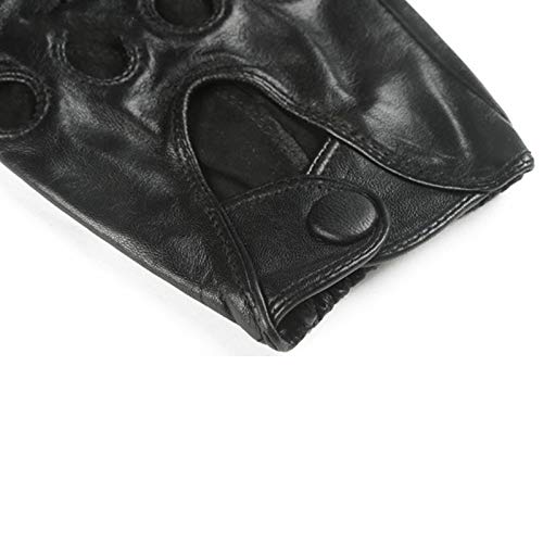 Guantes de Cuero para Hombre de Moda Real   Negro Marrón Agujeros Transpirables Guantes de conducción de Cuero de una Sola Capa Mitones Masculinos-Marrón, L