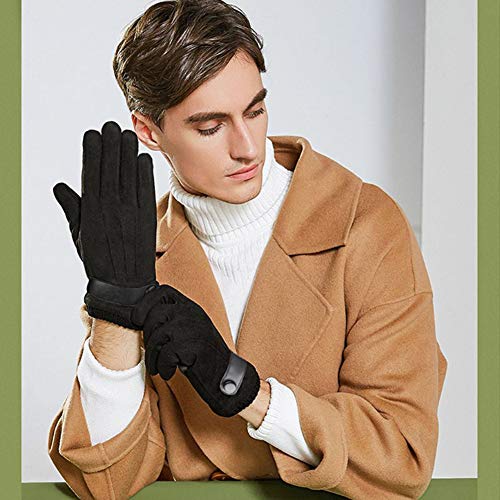 Guantes de Invierno Cálido Para Hombre Pantalla Táctil Térmicos de Ante Forro Polar Mitones Antideslizantes a Prueba de Invierno para actividades al aire libre Conducir Ciclismo Correr Camping (black)