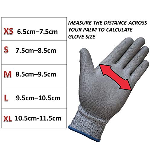 Guantes de jardín con revestimiento de poliuretano, con revestimiento de poliuretano, guantes de trabajo con certificado CE PPE, EN388 Nivel 5, guantes de seguridad para la cocina. Tallas XS-XL, M, 1