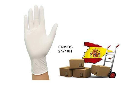 Guantes de látex en color blanco.Talla S. Caja de 100 unidades. PRO ELITE.