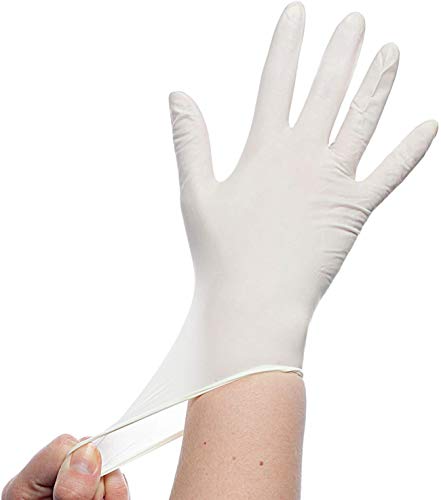 Guantes de Látex SANITESA (Talla M). Para examen, desechables y sin polvo. Caja/100 unidades.