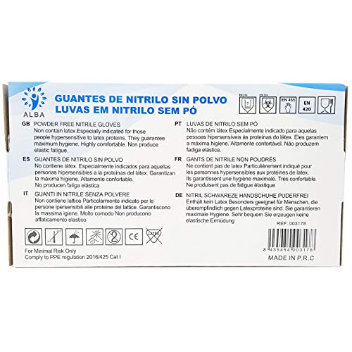 Guantes de Nitrilo Sin Polvo - Talla M - AQL 1.5 Guantes Desechables Ambidiestros Reciclables. Ideales para Uso de Alimentos, Limpieza, Bricolaje, Belleza, Industrial y Sanitario. Color Azul