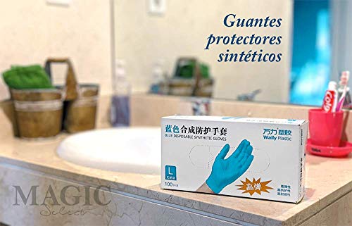 Guantes de Vinilo AZUL Guantes libres de látex sin polvo Limpieza Guantes sanitarios para la cocina, Limpieza, Seguridad, Manejo de alimentos, 100 pcs caja (TALLA M)