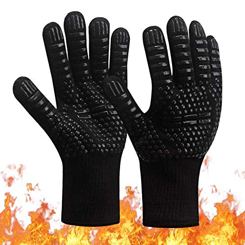 Guantes para Barbacoa-Guantes para Horno Doble Resistente al Calor - 1472 ° F / 800 ° C Guantes de Cocina a Prueba de Calor Para Barbacoa, Parrilla, Hornear, Chimenea