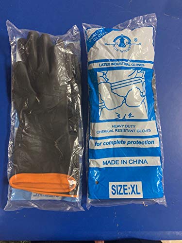 Guantes químicos de látex PPE de goma resistente Seguridad industrial Trabajo Guantes largos de protección Guantes, 14 "Guantes resistentes negros, Resistentes a ácidos fuertes, 1 par