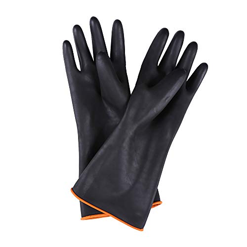 Guantes químicos de látex PPE de goma resistente Seguridad industrial Trabajo Guantes largos de protección Guantes, 14 "Guantes resistentes negros, Resistentes a ácidos fuertes, 1 par