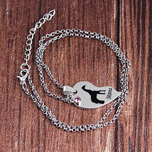 Gudeke 2 PCS Corazón coincidente Mamá Jirafa Collar Colgante para la Madre Hija de Regalo