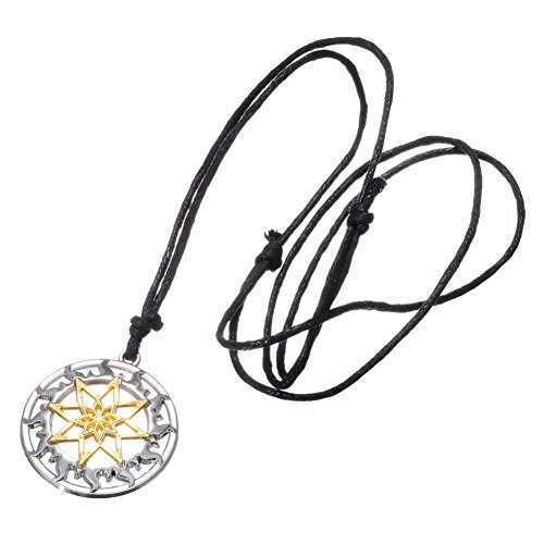 Gudeke Colgante Bicolor Collar de Sol Estrella de Ocho Puntas Diseño de Llama Amuleto Collar de Dios Sol Colgante Joyería Unisex Accesorios