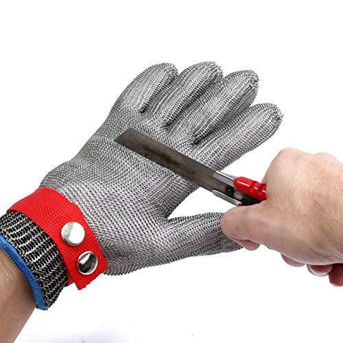 GuDoQi Guantes Anticorte Malla Metalica Acero Inoxidable Guantes Carnicero Protección Nivel 5 Guantes Cocina Perfectos Para Cortar Alimentos Trabajos Con Madera Carpintería Y Mucho Más