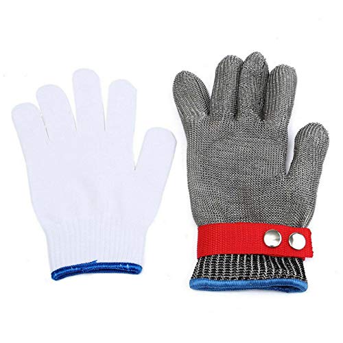 GuDoQi Guantes Anticorte Malla Metalica Acero Inoxidable Guantes Carnicero Protección Nivel 5 Guantes Cocina Perfectos Para Cortar Alimentos Trabajos Con Madera Carpintería Y Mucho Más