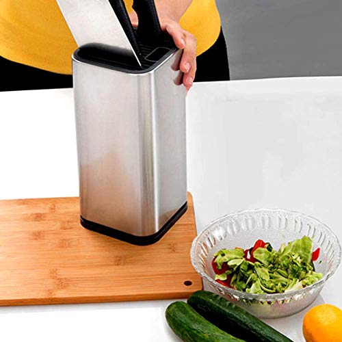 GuDoQi Porta Cuchillos Cocina Universal Acero Inoxidable Portacuchillas Cuadrado Suave al Tacto para Almacenamiento Seguro de Cuchillos para Ahorro de Espacio